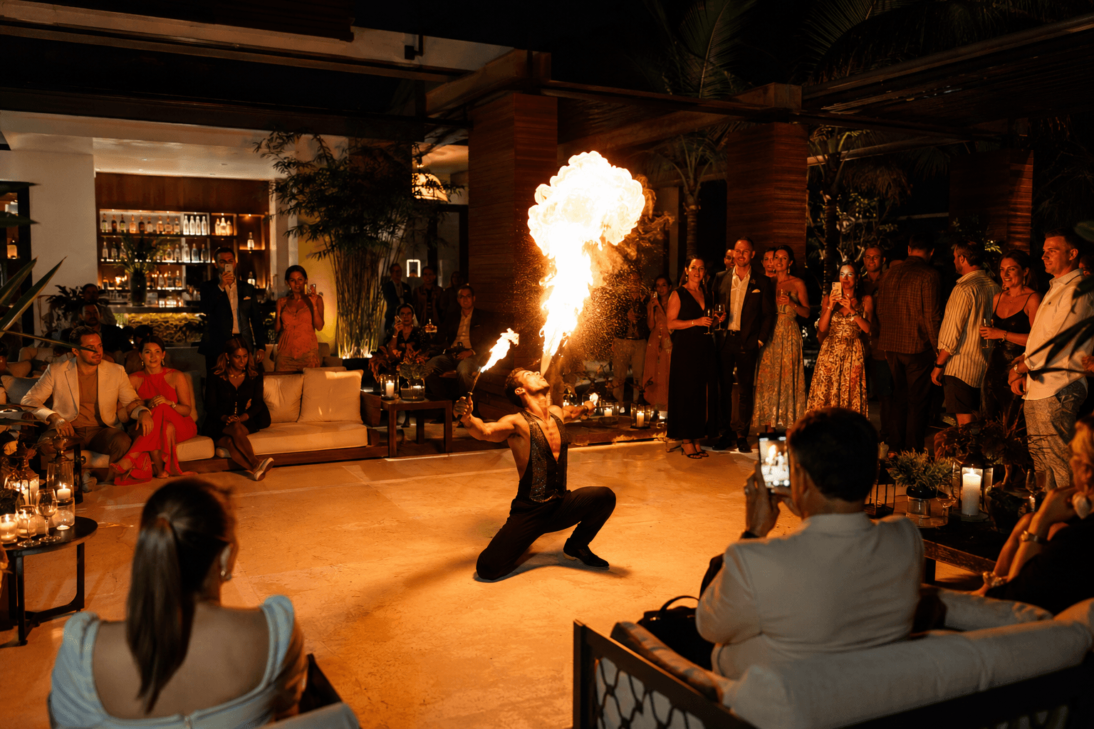 Conceptual scene — live fire performance entertainment